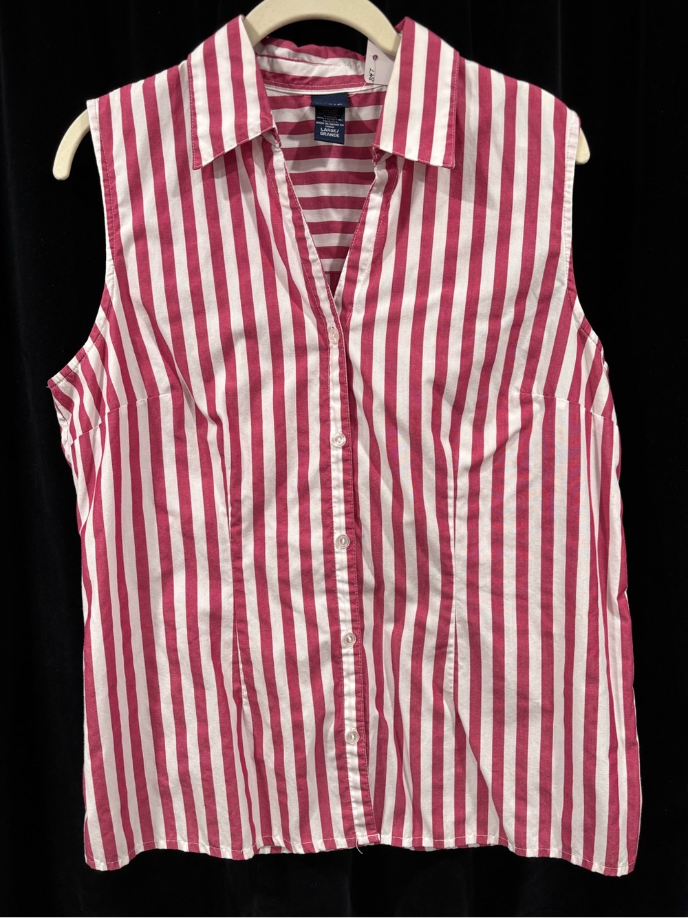 Basic Editions Sleeveless Button Up Top